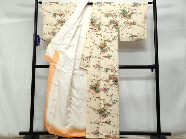 平和屋着物■上質な小紋 御所車花文 正絹 逸品 CABF0871fb