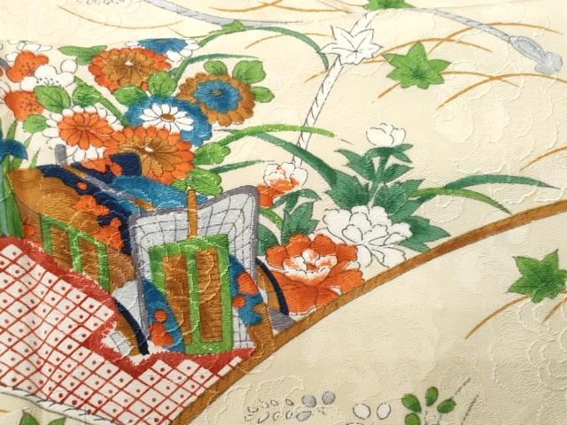 平和屋着物■上質な小紋 御所車花文 正絹 逸品 CABF0871fb