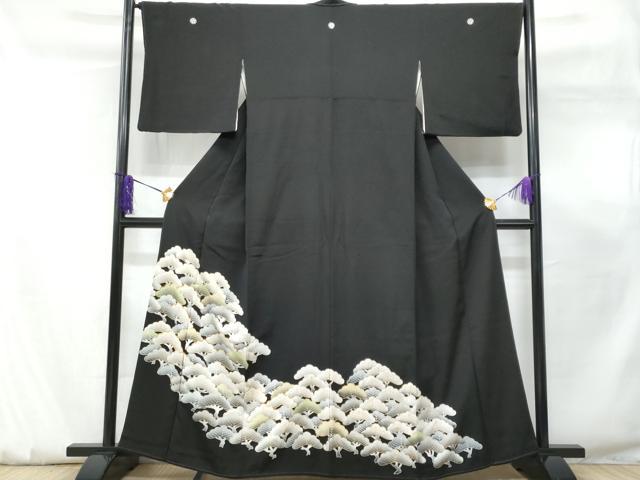 平和屋着物■豪華黒留袖 駒刺繍 枝松文 金彩 正絹 逸品 CABF0879fb
