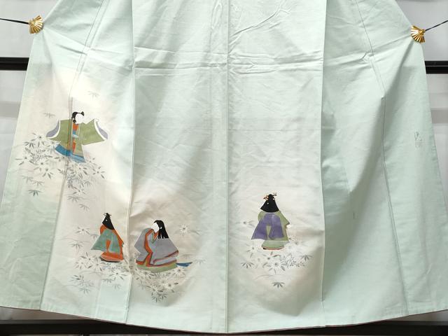 平和屋着物■訪問着 作家物 紬地 霞童子草花文 金彩 正絹 逸品 CABF0910fb