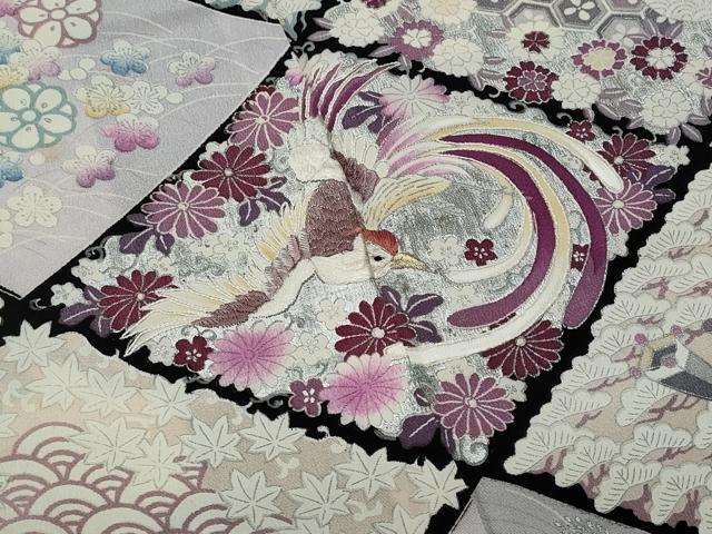 平和屋着物■豪華黒留袖 天井花鳥文 正絹 逸品 CABF0925fb