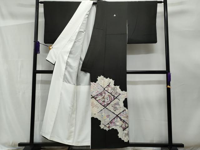 平和屋着物■豪華黒留袖 天井花鳥文 正絹 逸品 CABF0925fb