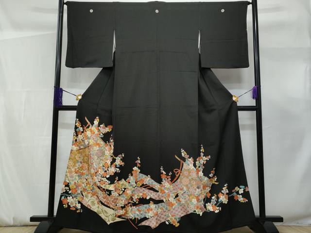 平和屋着物■豪華黒留袖 刺繍 几帳枝花文 金彩 正絹 逸品 CABF0926fb