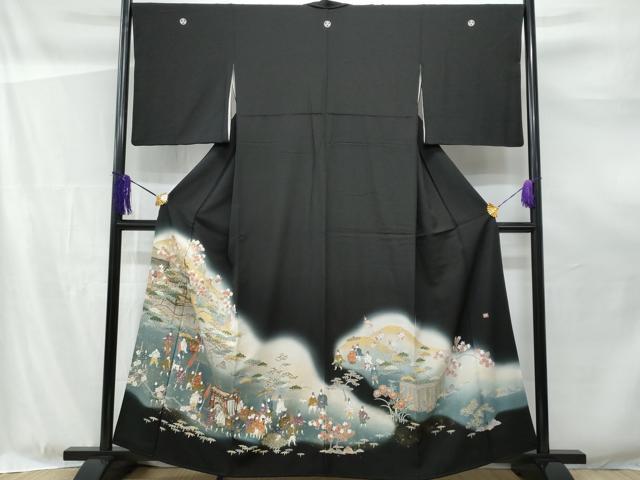 平和屋着物■豪華黒留袖 作家物 遠山人物風景文 金彩 正絹 逸品 CABF0943fb