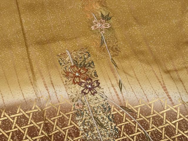 平和屋着物■訪問着 刺繍 短冊舞桜文 暈し染め 金彩 正絹 逸品 未使用 CABF0962fb