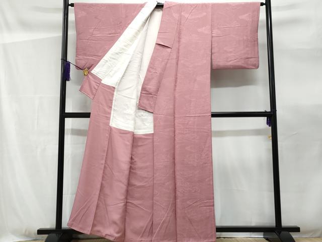 平和屋着物■上質な色無地 流水雲重ね笹竹地紋 石竹色 正絹 逸品 CABF0969fb