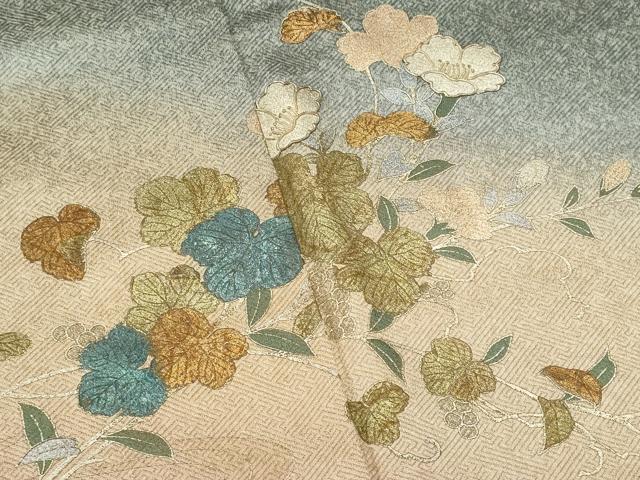 平和屋着物■訪問着 流水枝花文 暈し染め 金銀彩 正絹 逸品 CABF0970fb