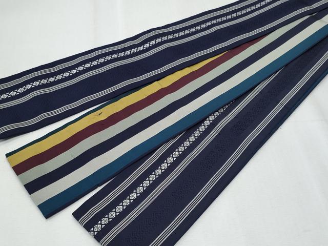 平和屋着物◎男性 本場筑前博多織 両面 角帯 献上 正絹 逸品 CABF0981fb