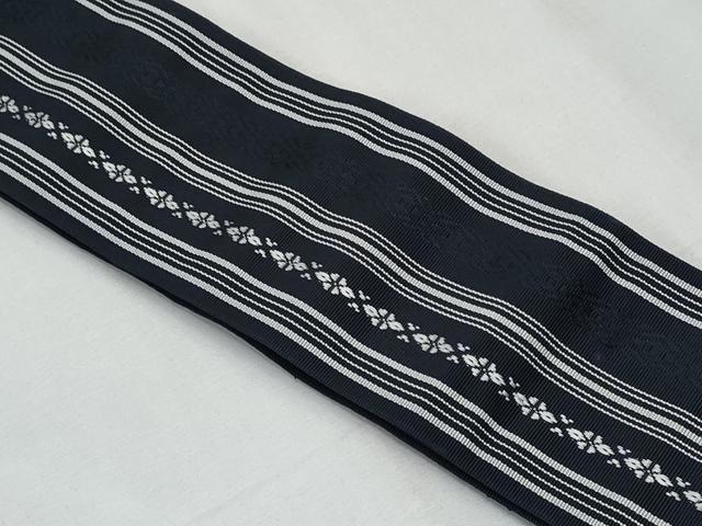 平和屋着物◎男性 本場筑前博多織 角帯 献上 黒地 正絹 逸品 CABF0994fb
