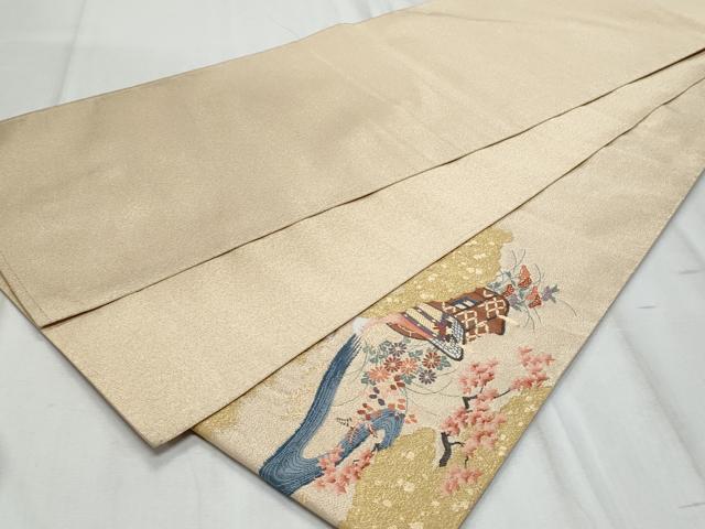 平和屋着物◎太鼓柄袋帯 綴れ 花車文 金糸 正絹 逸品 CABF1084fb