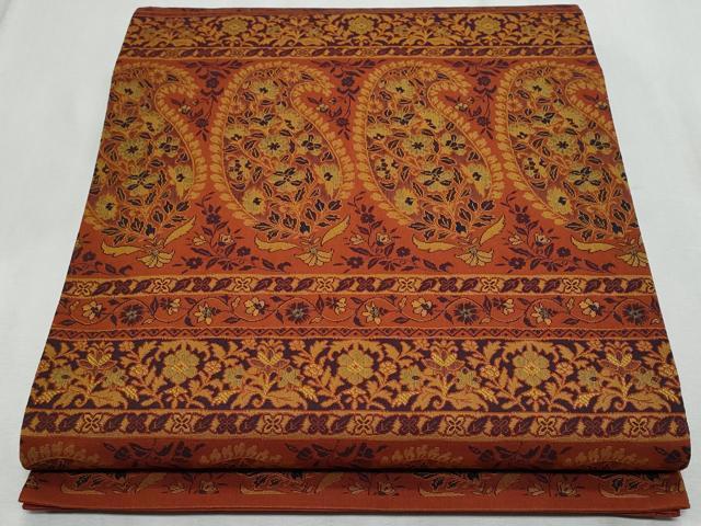 平和屋着物◎全通柄袋帯 更紗花文 正絹 逸品 CABF1085fb