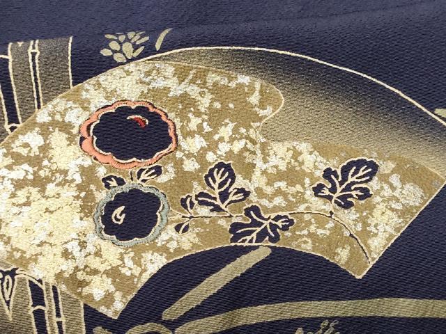 平和屋着物■訪問着 扇面地紙蔦の葉文 金銀彩 正絹 逸品 CABF1115fb