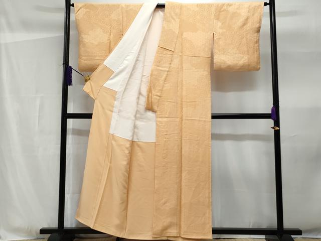 平和屋着物■上質な色無地 麻の葉地紋 淡香色 正絹 逸品 CABF1198fb