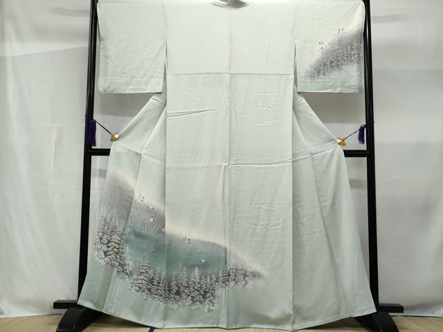 平和屋着物■訪問着 飛鶴遠山水辺文 暈し染め 正絹 逸品 CABF1199fb