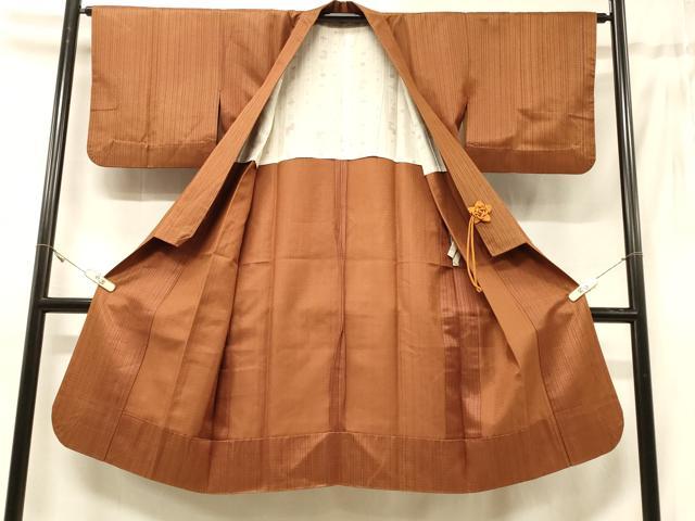 平和屋着物#道中着 単衣 縞 ロング丈 正絹 逸品 CABF1210in