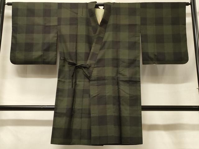 平和屋着物＃道中着　市松文様　ロング丈　正絹　逸品　CABF1211in 平和屋着物＃道中着 市松文様 ロング丈 正絹 逸品 CABF1211in