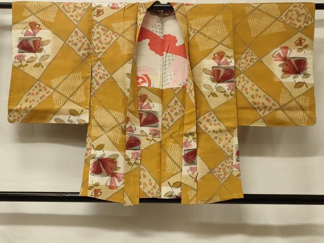 平和屋着物#アンティーク 大正ロマン 羽織 銘仙 吉祥草花文 正絹 逸品 未使用 CABF1215in