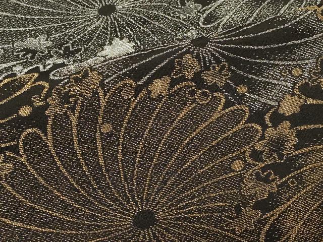 平和屋着物#羽織 寿光織 菊づくし 黒地 金銀糸 正絹 逸品 CABF1222in