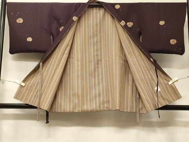 平和屋着物#道中着 リバーシブル 草花文 金彩 正絹 逸品 CABF1225in