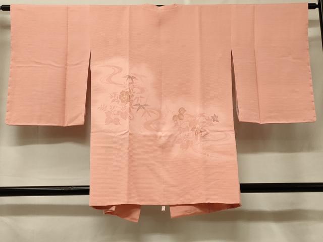 平和屋着物#道行コート 寿光織 流水草花文 金銀糸 正絹 逸品 未使用 CABF1230in