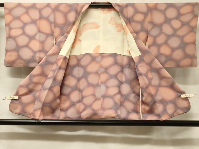 平和屋着物#道行コート 地紋起こし 石畳文 暈し染め 正絹 逸品 CABF1238in