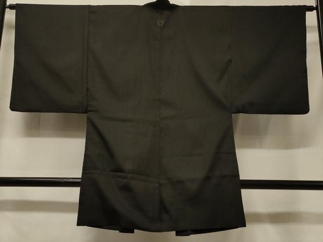 平和屋着物#男性 長羽織 お召地 黒地 正絹 逸品 CABF1242in