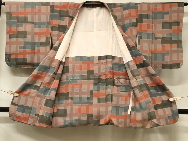 平和屋着物#道行コート 幾何学文様 正絹 逸品 未使用 CABF1246in