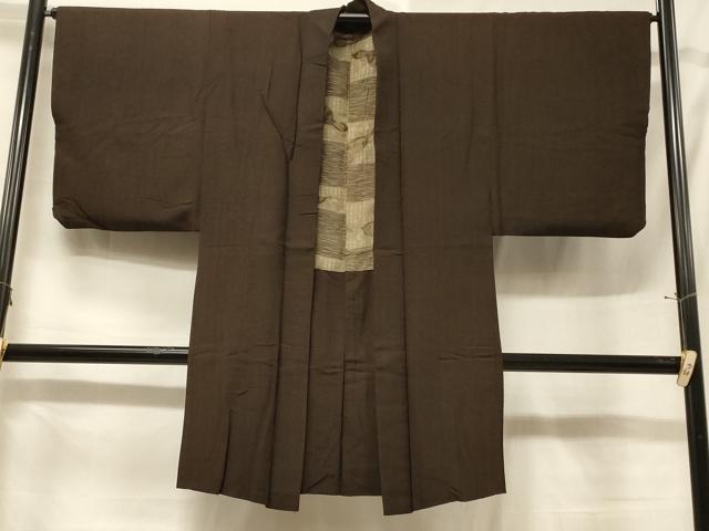平和屋着物#男性 長羽織 紬地 霞文 正絹 逸品 CABF1249in