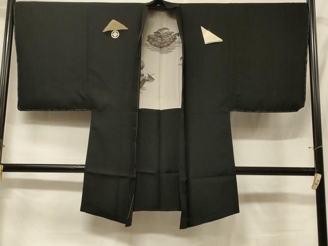 平和屋着物#男性 長羽織 黒紋付 高島屋扱い 正絹 逸品 未使用 CABF1255in