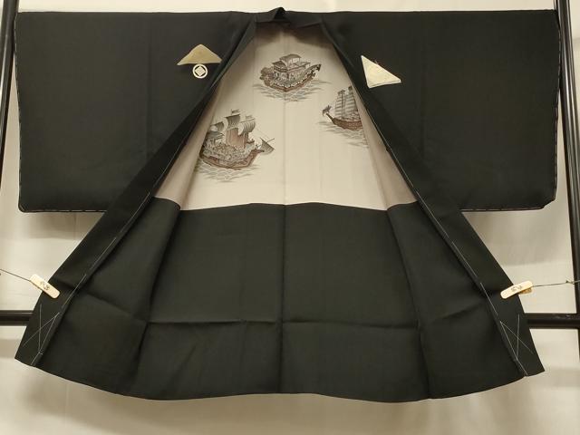 平和屋着物#男性 長羽織 黒紋付 高島屋扱い 正絹 逸品 未使用 CABF1255in