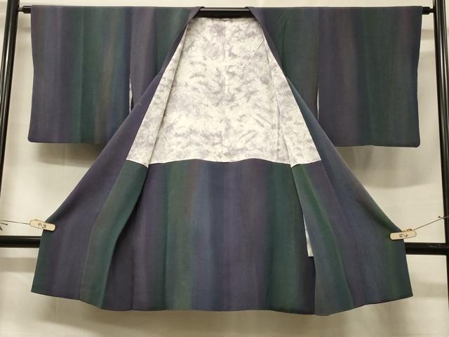 平和屋着物#道行コート 縞 暈し染め ロング丈 正絹 逸品 CABF1272in