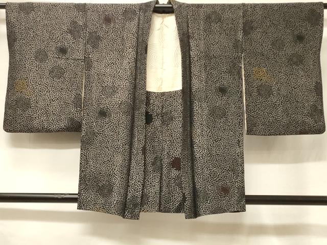 平和屋着物#羽織 寿光織 菊づくし 黒地 金銀糸 正絹 逸品 CABF1278in