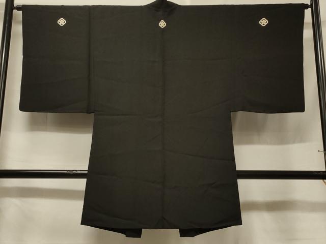 平和屋着物#男性 長羽織 黒紋付き 正絹 逸品 CABF1281in