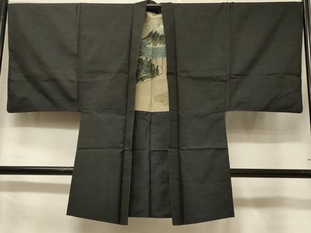 平和屋着物#男性 本場大島紬 長羽織 80亀甲 総詰め 正絹 逸品 CABF1288in