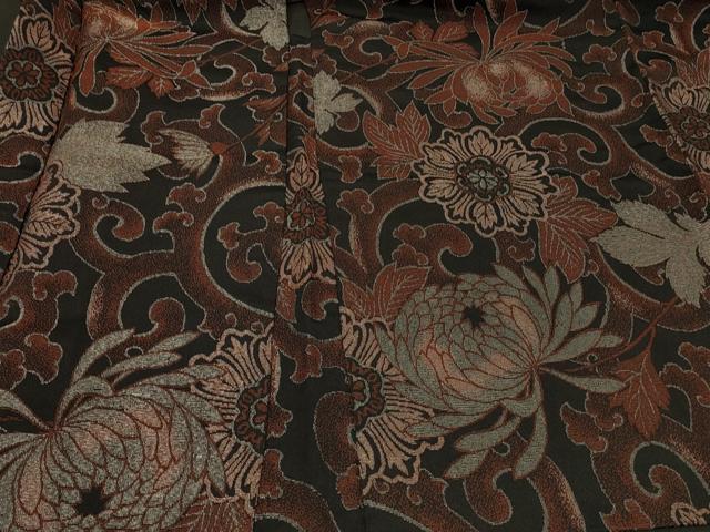 平和屋着物#羽織 花唐草文 黒地 金糸 正絹 逸品 CABF1300in