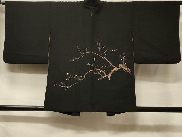 平和屋着物#羽織 総刺繍 枝葉文 黒地 金糸 正絹 逸品 未使用 CABF1301in