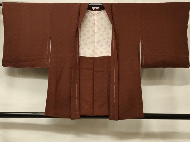 平和屋着物#羽織 色無地 菱地紋 栗皮茶色 正絹 逸品 未使用 CABF1309in