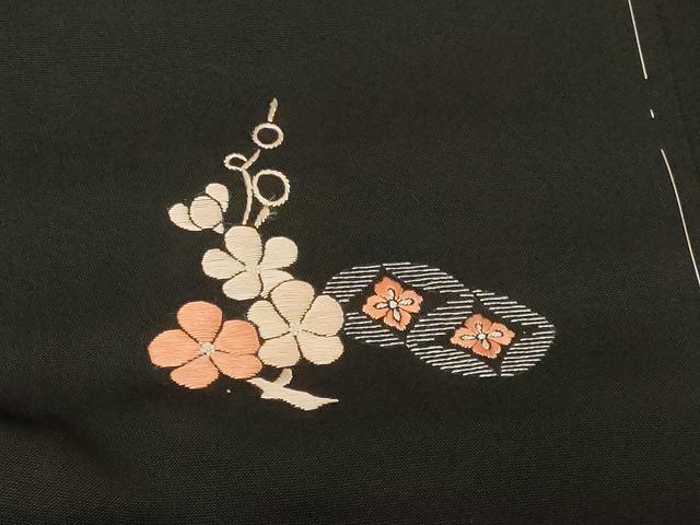 平和屋着物#中国三大刺繍 相良刺繍 総刺繍 羽織 宝尽くし草花文 黒地 正絹 逸品 未使用 CABF1327in