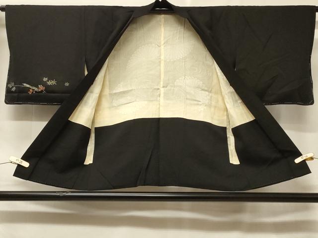 平和屋着物#羽織 寿光織 枝葉文 黒地 金銀糸 正絹 逸品 CABF1335in