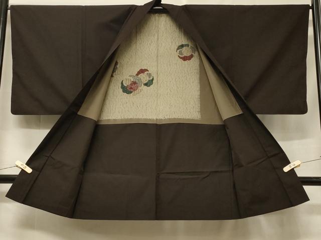 平和屋着物#男性 長羽織 赤墨色 正絹 逸品 CABF1343in