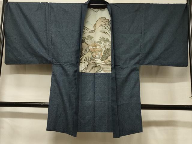 平和屋着物＃男性　長羽織　紬地　140亀甲　正絹　逸品　CABF1347in 平和屋着物＃男性 長羽織 紬地 140亀甲 正絹 逸品 CABF1347in