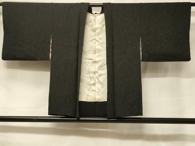 平和屋着物#羽織 杢目文 黒地 銀通し地 正絹 逸品 CABF1361in