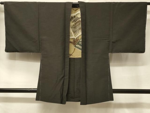 平和屋着物#男性 羽織 紬地 霞文 黒地 正絹 逸品 未使用 CABF1376in
