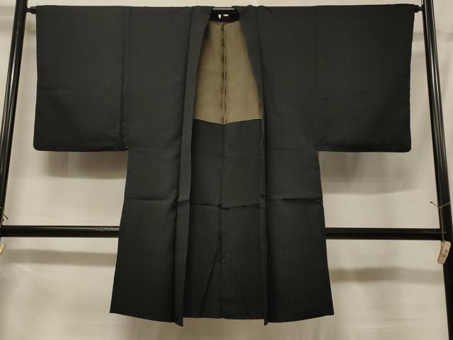 平和屋着物#男性 長羽織 黒地 正絹 逸品 CABF1399in