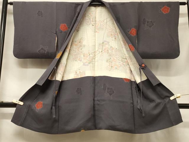 平和屋着物#道中着 地紋起こし 草花文 金彩 ロング丈 正絹 逸品 CABF1401in