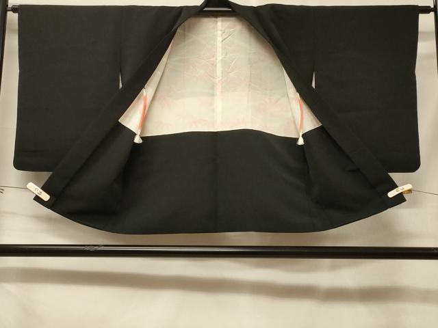 平和屋着物#羽織 枝花文 黒地 金彩 正絹 逸品 CABF1410in