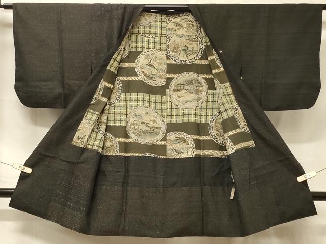平和屋着物#道行コート 横段文 ロング丈 正絹 逸品 CABF1425in
