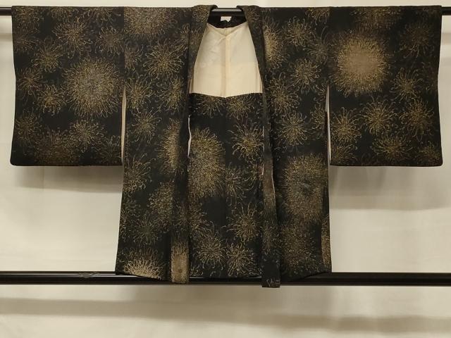 平和屋着物#羽織 寿光織 乱菊 黒地 金糸 正絹 逸品 CABF1451in