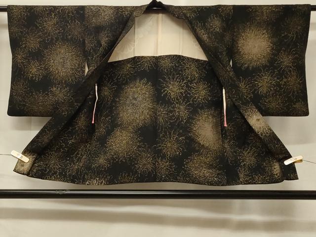 平和屋着物#羽織 寿光織 乱菊 黒地 金糸 正絹 逸品 CABF1451in