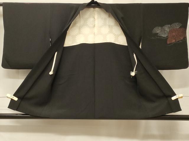 平和屋着物#羽織 寿光織 枝松文 黒地 金銀糸 正絹 逸品 CABF1454in